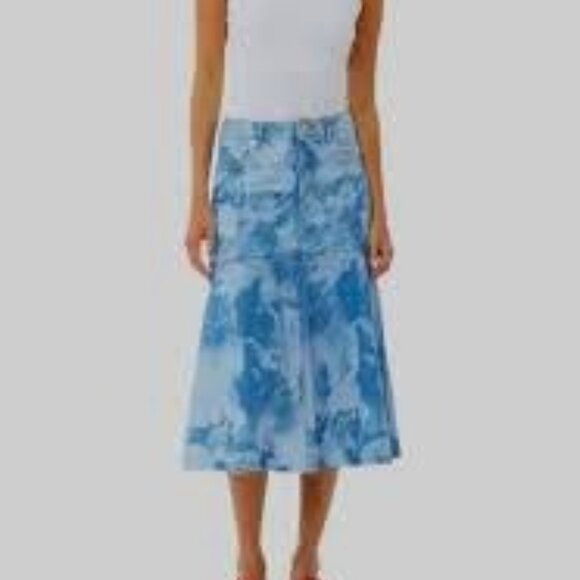Ganni Dresses & Skirts - 56 -  NWT $295 GANNI BLUE FLARED DENIM MIDI SKIRT